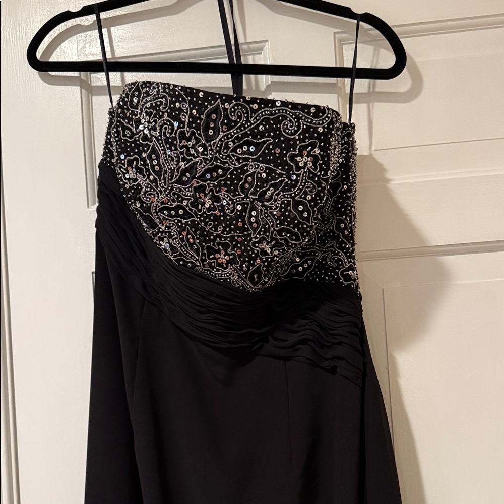 Jovani Black Strapless Dress with Beaded Bodice
